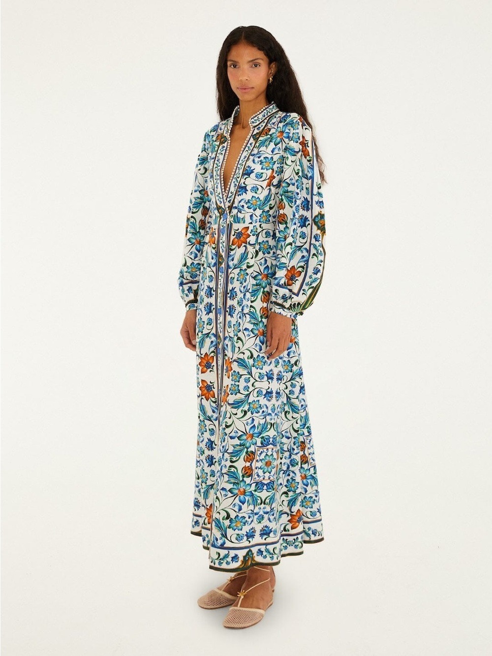 Farm Rio Off-White Flora Tile Maxi Dress - Picture 8 of 10